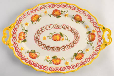 Pumpkin Patch 18" Oval Handled Platter