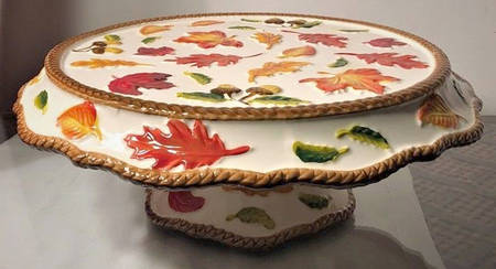 Harvest (Embossed) Cake/Chip Plate & Dip Bowl/Cake Pedestal for 12" Convertible Set