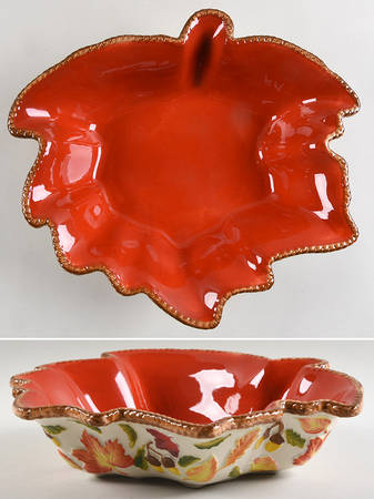 Harvest (Embossed) 13" Leaf Bowl by Temp-Tations