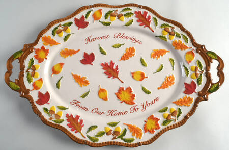 Harvest (Embossed) 18" Oval Handled Platter