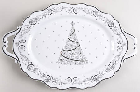 Metallic Christmas Eve 18" Oval Handled Platter