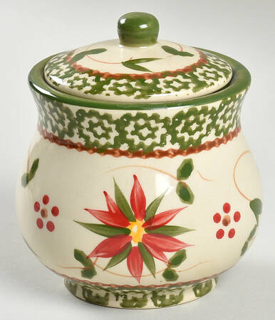 Old World Poinsettia Sugar Bowl & Lid