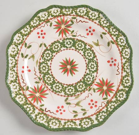 Old World Poinsettia Scalloped Salad Plate