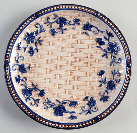 Floral Lace Basketweave Blue Salad Plate