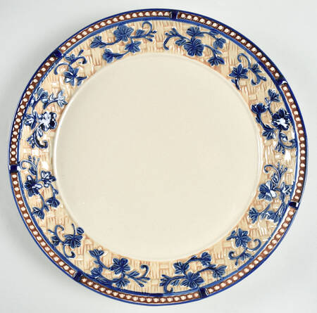 Floral Lace Basketweave Blue Dinner Plate