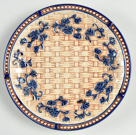 Floral Lace Basketweave Blue Dessert/Pie Plate