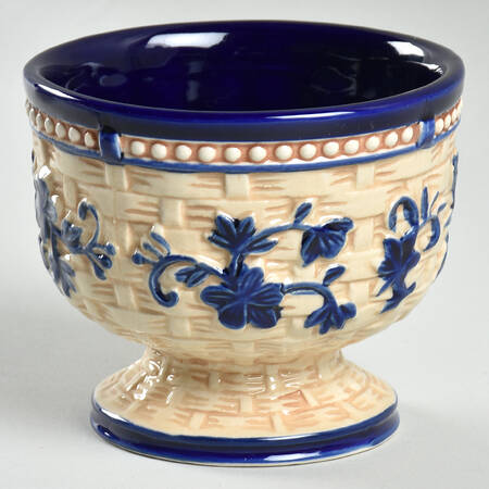 Floral Lace Basketweave Blue Cup No Handle by Temp-Tations