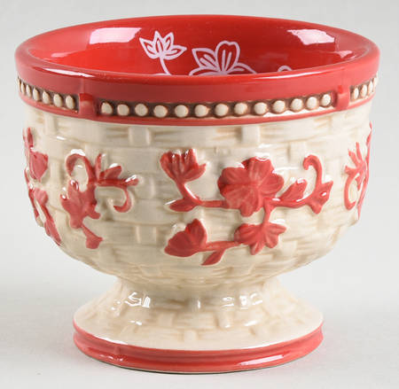 Floral Lace Basketweave Red 8 Oz Pedestal Cup No Handle Or Saucer by Temp-Tations