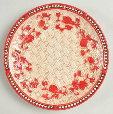 Floral Lace Basketweave Red Dessert/Pie Plate by Temp-Tations
