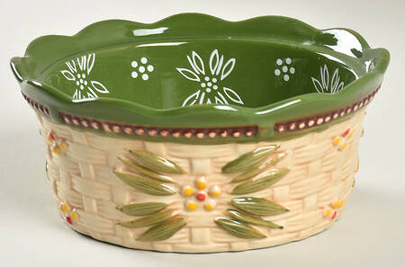 Old World Basketweave Green 6" Nesting Ramekin No Lid