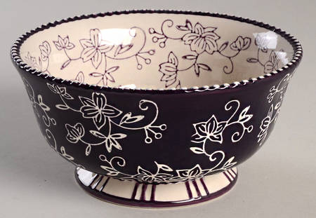 Floral Lace Eggplant Soup/Cereal Bowl