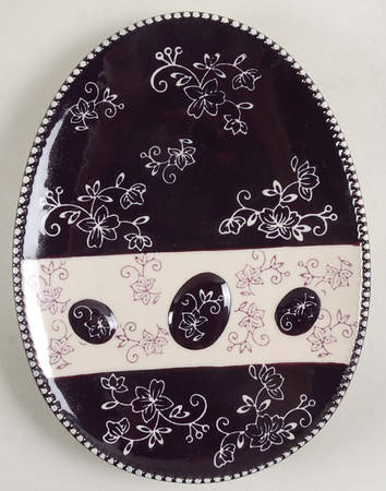 Floral Lace Eggplant 8" Egg Shape Plate