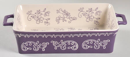 Floral Lace Eggplant 9" Rectangular Baker
