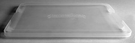 Carved Old World Blue Tabless Plastic Storage Cover for 15" Rect Baker