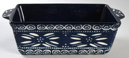Carved Old World Blue 10" Rectangular Baker