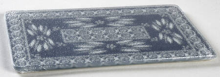 Carved Old World Blue Glass Trivet for 10" Rectangular Baker
