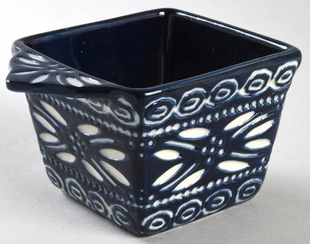 Carved Old World Blue Individual Square Baker