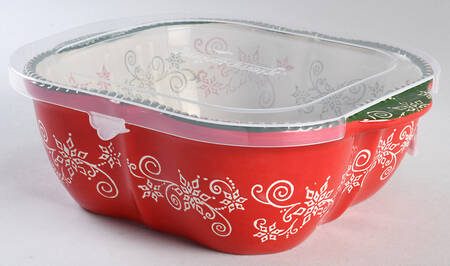 Floral Lace-Festive 9" Square Baker w/Plastic Lid & Lid-It by Temp-Tations