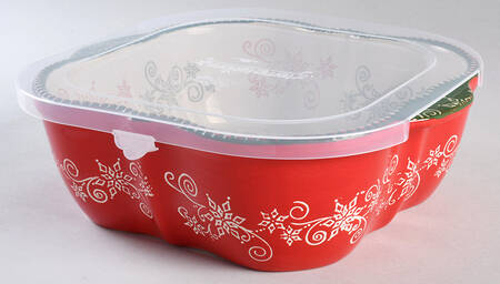Floral Lace-Festive 10" Square Baker w/Plastic Lid & Lid-It