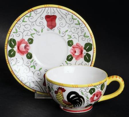 Early Provincial Footed Cup & Saucer Set