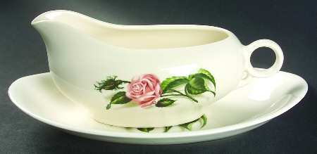 Moss Rose (No Trim) Gravy Boat & Underplate/Relish by Universal