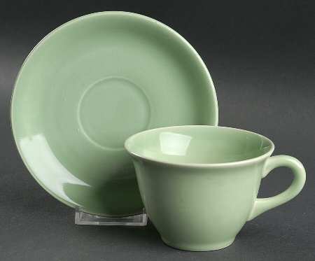 Camwood Ivory Green Flat Cup & Saucer Set