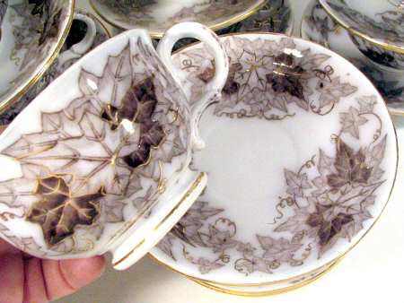 Bryonia Black and Gray Footed Cup & Saucer Set