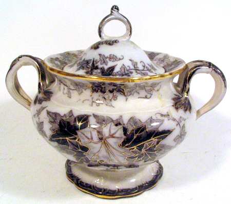 Bryonia Black and Gray Sugar Bowl & Lid