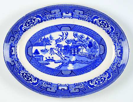 Willow (Blue, No Marks) 11" Oval Serving Platter