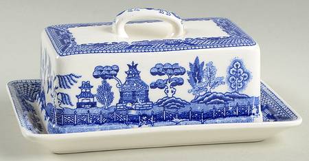 Willow (Blue, No Marks) 1/4 Lb Covered Butter