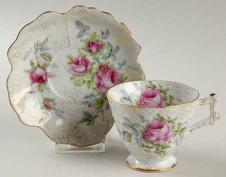 Dresden Rose Footed Cup & Saucer Set