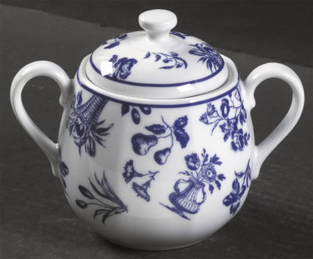Blue Chintz Sugar Bowl & Lid