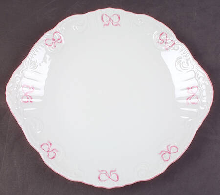 Ruban Pink Handled Cake Plate