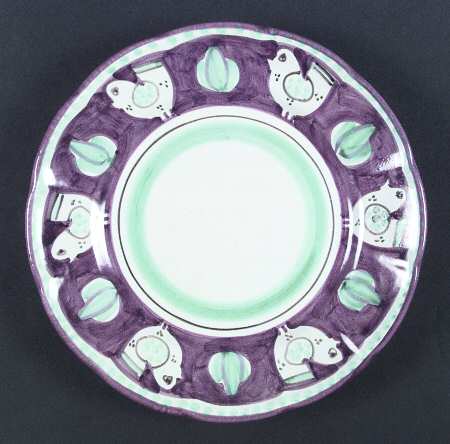 Campagna Chicken (Purple Border, Green Dots) Dinner Plate