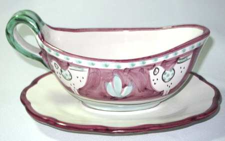 Campagna Chicken (Purple Border, Green Dots) Gravy Boat & Underplate
