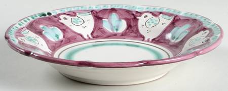 Campagna Chicken (Purple Border, Green Dots) 9" Soup/Pasta Bowl