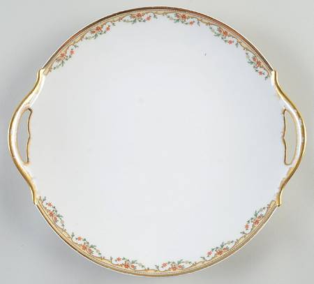 The Meuse (Rust & Yellow Flowers, Tan) Handled Cake Plate