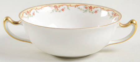 The Meuse (Rust & Yellow Flowers, Tan) Flat Cream Soup Bowl