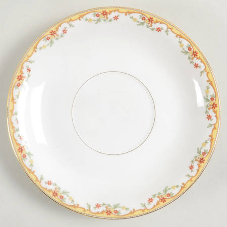 The Meuse (Rust & Yellow Flowers, Tan) Saucer for Cream Soup Bowl