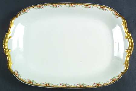 The Meuse (Rust & Yellow Flowers, Tan) 14" Rectangular Serving Platter