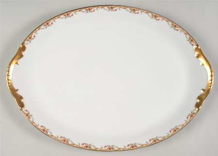 The Meuse (Rust & Yellow Flowers, Tan) 16" Oval Serving Platter
