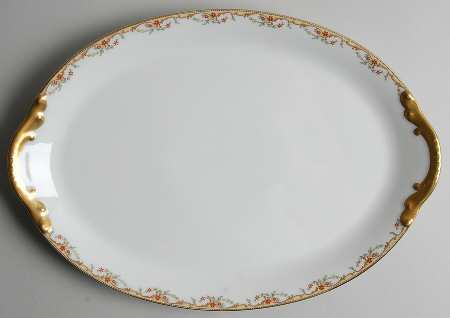 The Meuse (Rust & Yellow Flowers, Tan) 14" Oval Serving Platter