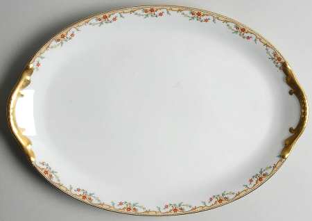The Meuse (Rust & Yellow Flowers, Tan) 11" Oval Serving Platter