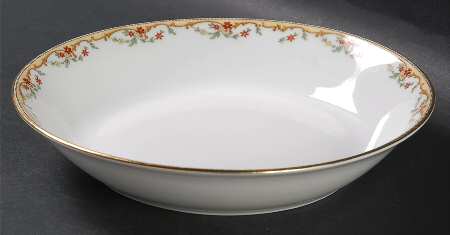 The Meuse (Rust & Yellow Flowers, Tan) Coupe Soup Bowl