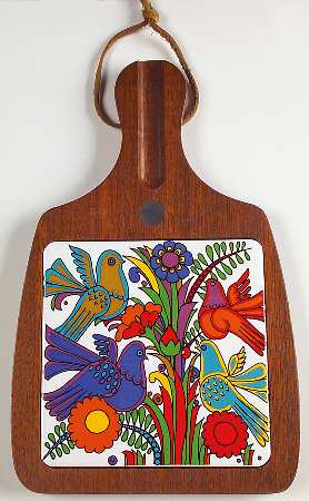 Acapulco (Older, Milano Shape) Wood Cheese Board with Ceramic Tile