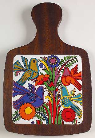Acapulco (Older, Milano Shape) Wood Cheese Board with Ceramic Tile