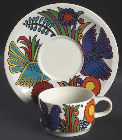 Acapulco (Older, Milano Shape) Flat Demitasse Cup & Saucer Set