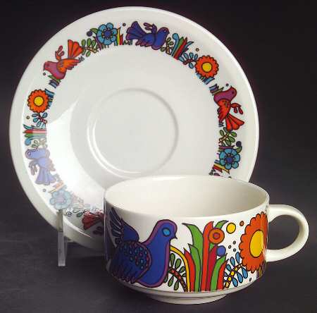 Acapulco (Older, Milano Shape) Flat Cup & Saucer Set