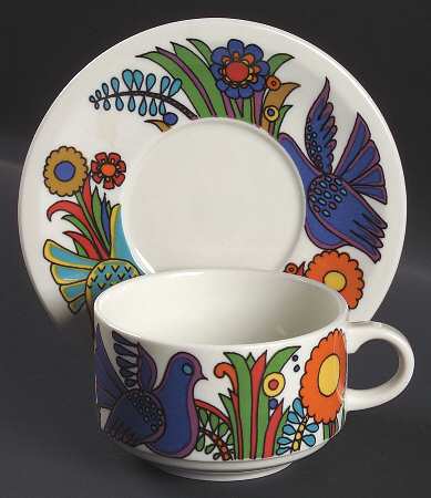 Acapulco (Older, Milano Shape) Flat Demitasse Cup & Saucer Set