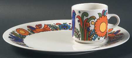 Acapulco (Older, Milano Shape) Snack Plate & Cup Set